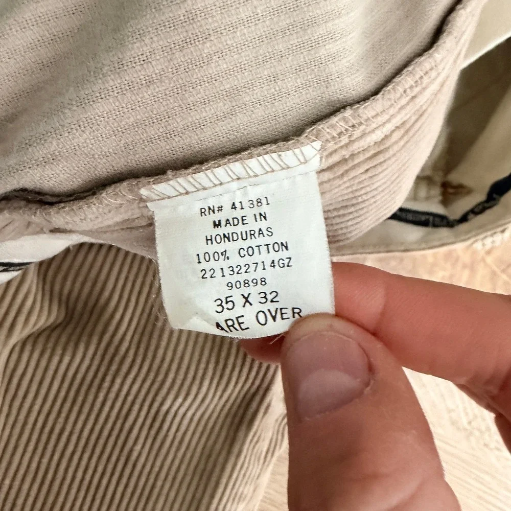 Vintage‎ Polo Ralph Lauren Corduroy Pants 35x32 Tan Double Pleated Straight Leg